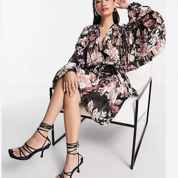 ASOS Dresses & Skirts - ASOS- NWOT Floral Black and Pink Women's Dress
